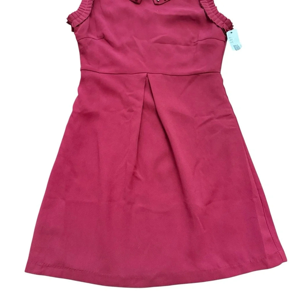 Maddie Juniors Size 5 Sleeveless Dress Burgundy Jeweled Collar A-Line New - Picture 4 of 11